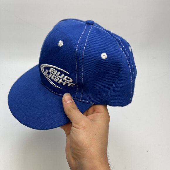 Y2K Bud Light Beer Trucker Baseball Hat Snapback Blue / White Cap Baseball - Picture 9 of 13